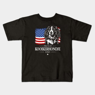 Proud Kooikerhondje Dad American Flag patriotic dog Kids T-Shirt